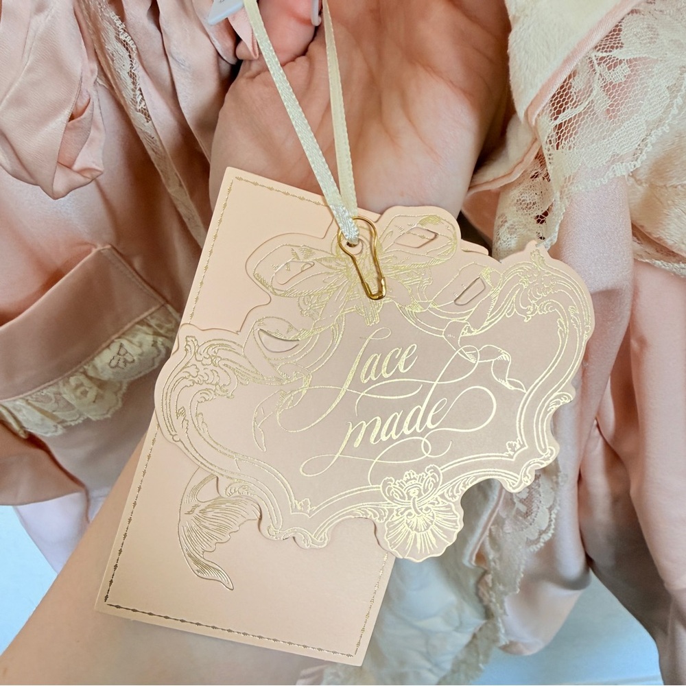 Lacemade Retro Satin Lace Romantic Oversized House Coat Robe Pink - Picture 10 of 10